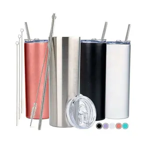 High Quality Price Ratio Double Wall Stainless Steel Vacuum 20oz skinny straight sublimation tumbler Thermos With Lid And Straw