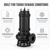 Pompe submersible pour eaux usées 50m³/h, hauteur de refoulement 7m, 2.2kW, accouplement automatique, IP68, pour drainage des eaux usées industrielles, CE