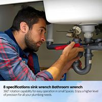 Clé multifonctionnelle pour lavabo en acier au carbone, clé de robinet, clé à tuyaux de plomberie, kit de réparation pour lavabo de salle de bain et cuisine, outils de quincaillerie