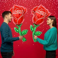 Balon Foil Bentuk Mawar Helium Grosir untuk Hari Valentine, Ulang Tahun, Pernikahan, Dekorasi Pesta Bertema Bunga
