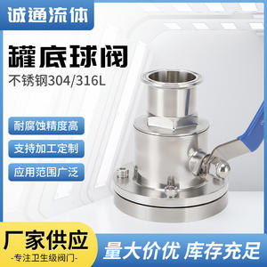 Vannes à boisseau sphérique en acier inoxydable 304/316L à montage rapide pour fond de réservoir, avec bride, vente en gros - Product Image 2