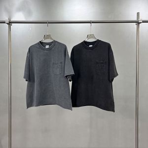 2026 New Arrival Men's Summer Retro Washed Cotton T-<b>shirt</b> Breathable Loose Fit <b>Shirt</b> with Pocket Design - Product Image 3