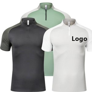 Nhanh Chóng Khô Tập Thể Dục Mens Thể Thao Quý Zip up T-Shirt Ngắn Tay Áo Top T Áo Sơ Mi Cho Nam Giới Chạy Thể Thao - Product Image 3