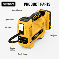 Compresseur d'air portable sans fil 21V 160 PSI avec pompe électrique numérique à arrêt automatique et LED pour voiture, vélo, ballon (OEM)