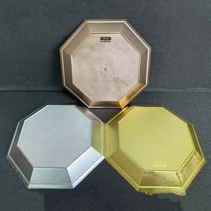 Double placage multicolore <span class=keywords><strong>Plat</strong></span> octogonal unique vieilli Plateau de fruits imprimé en relief Assiette de présentation décorative pour mariage - Product Image 2