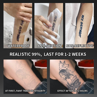 Tatouage semi-permanent imperméable et résistant à la transpiration, dure 2 semaines, réaliste, à base de plantes, anti-frottement, transfert d'eau sur papier pour bras
