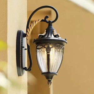 <b>Outdoor</b> Wall Mount Brass Lamp Tempered Glass Diffuser 3500K Warm White <b>Light</b> Waterproof Solar Powered 10-Year Warranty LED - Product Image 2