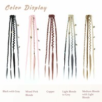 Extensioni per capelli sintetiche con clip, trecce bohémien con clip, dreadlock con clip, trecce con perline e ciondoli, 2 pezzi, capelli intrecciati stile Boho