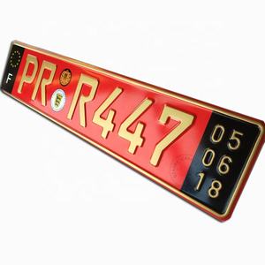 Plaque d'immatriculation de voiture personnalisée noire en métal aluminium estampillé japonais <span class=keywords><strong>Euro</strong></span> européen Kunden Spezifische Autoken Zeichen - Product Image 3