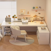 Bureau d'angle, bureau d'écriture pour étudiants, bureau d'angle pour le travail, bureau en forme de L, bureau intégré avec étagère, bureau d'ordinateur pour chambre à coucher