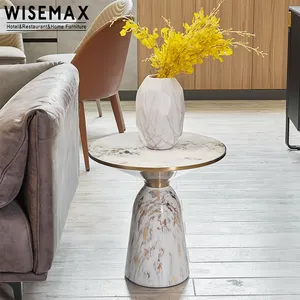 WISEMAX FURNITURE Light luxury slate top divano tavolino semplice rotondo in marmo tavolino da tè per la casa soggiorno dell'hotel