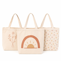 Sacs fourre-tout pour femmes en toile de coton à motifs tons terreux avec sangles renforcées pour les cadeaux de détail et les courses quotidiennes