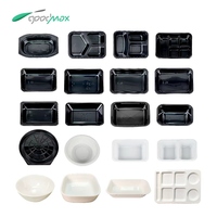 Plateau d'emballage en plastique CPET jetable Rectangle noir 1000ml Boîte à lunch alimentaire à compartiment unique