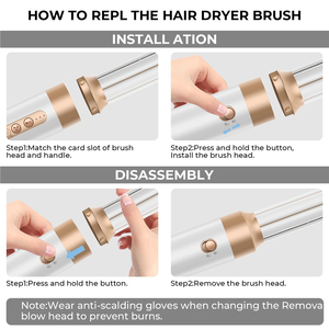 High Quality Pro <b>Hot</b> Cold Air Brush Hair Dryer Set Brushless Speed Multi Styler 1400w Curler Straightener for Salon Hair Dryer P - Product Image 6