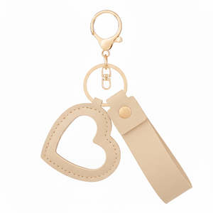 Heart-Shaped PU Leather <b>Compact</b> <b>Mirror</b> Keychain White Double Sided Travel Makeup <b>Mirror</b> with Gold Hardware 3X Magnification - Product Image 5