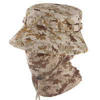 Topi Bucket Outdoor Unisex Eropa Amerika, Bahan Polyester 100%, Jaring Taktis, Bernapas, Cepat Kering, Pelindung Sinar Matahari, untuk Musim Panas