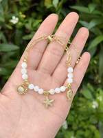 Bracelet ajustable en cuivre plaqué or avec mini-breloques tortue, crabe ou poisson en zircon cubique, bijoux en gros
