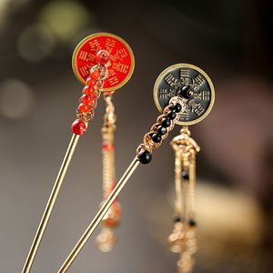 Pasador de Pelo Largo con Borla de Monedas Estilo Chino para Mujer, Horquilla Metálica Vintage, Accesorios para el Cabello Hanfu Qipao - Product Image 1