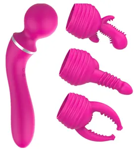 3 thay thế Head Wand Massager clit kích thích mạnh mẽ AV dính với file đính kèm phụ nữ Vibrator Đồ chơi tình dục cho nữ