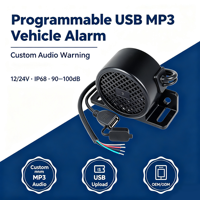 Alarma USB Programable ESA-90-0-USB 12/24V IP68 90-100dB Sirena de Advertencia de Marcha Atrás para Vehículos