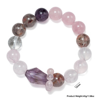 Bracelet artisanal de créateur en quartz rutilé, pierre naturelle de guérison, bracelet porte-bonheur en quartz fantôme avec pointe de pierre