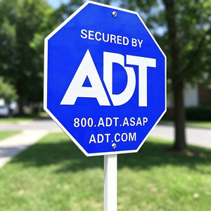 Panneau de signalisation de sécurité pour la maison, style ADT, 28 pouces, panneau d'avertissement pour cour, plaque en aluminium réfléchissante, panneau de signalisation routière - Product Image 1