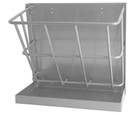 Mangeoire à foin 2-en-1 robuste en acier galvanisé argenté pour chèvres, moutons et chevaux, avec plateau à grain détachable, installation facile pour la ferme