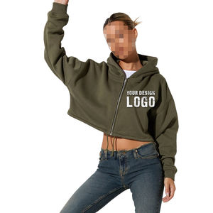 Sudadera Corta Deportiva de Yoga con Hombros Caídos para Mujer, Sudadera con Capucha de Forro Polar, Informal, con Cordón, Gruesa, con Cremallera, para Mujer - Product Image 2