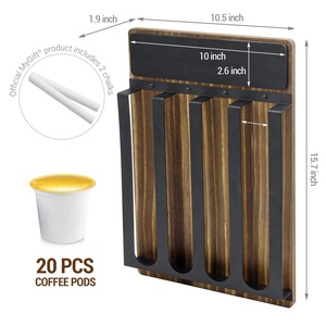 Organisateur de capsules de café en métal noir en <span class=keywords><strong>bois</strong></span> distributeur de dosettes de café <span class=keywords><strong>mural</strong></span> avec étiquette de tableau capacité de 20 dosettes de café - Product Image 4