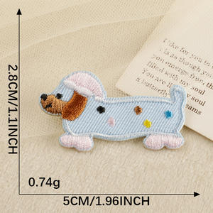 ホットセール新しい素敵な漫画ツイル生地素材自己接着バック小型ソーセージ犬刺繍Diyパッチステッカー - Product Image 5