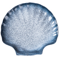 Assiette en porcelaine créative en forme de coquille, style minimaliste irrégulier, peu profonde, compatible micro-ondes, style rétro, luxe léger, plat vintage