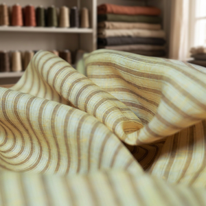 Tissu en lin pur 100% biologique et écologique, poids moyen, séchage rapide, respirant, jaune, à rayures tissées, pour chemises et robes de filles, usage domestique - Product Image 2