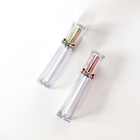 Tubes de brillant à lèvres de luxe en cristal, forme de gemme facetée, conteneur vide avec capuchon doré et applicateur pinceau