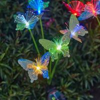 Lampes solaires à fibres optiques HD888, 6 têtes, bouquet de fleurs papillon, lumières LED pour extérieur, jardin, cour, allée, décoration paysagère