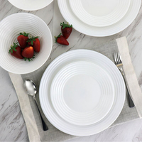 Assiettes à dîner en opale blanche bol à soupe saladier en gros assiette à dessert en verre opale verrerie en opale service de dîner en verre 72 pièces