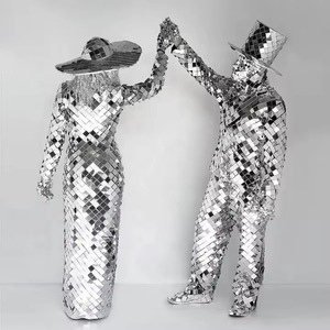 Costume de danse pour homme et <span class=keywords><strong>femme</strong></span> avec miroir argenté personnalisable pour scène de club et ballet inspiré du costume de <span class=keywords><strong>robot</strong></span> en verre pour chanteur de fête de bar - Product Image 2