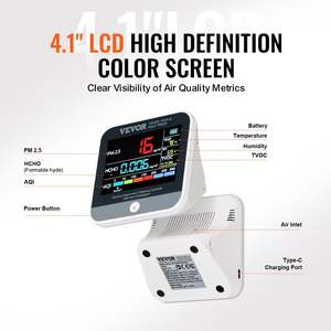 DB เครื่องตรวจวัดคุณภาพอากาศขนาด8-in-1แบบมืออาชีพใช้สำหรับวัดการวิเคราะห์ PM2.5อนุภาค PM1.0ฟอร์มัลดีไฮด์ - Product Image 5