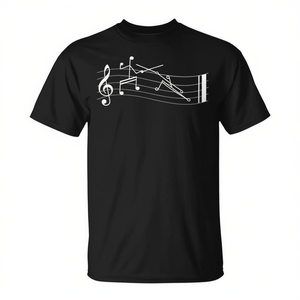 T-shirt avec notes de musique en forme de bâtonnets, noir, unisexe, taille adulte - Product Image 2