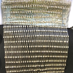 S134 Wholesale Stretch <strong>Elastic</strong> Mesh Fabric Gold and Silver <strong>Crystal</strong> Rhinestone Mesh <strong>Trim</strong> - Product Image 5