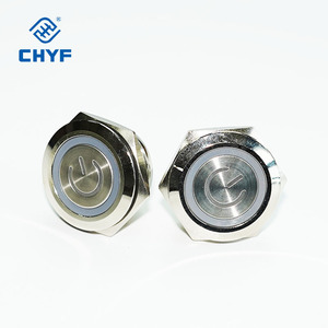 Chyf dẫn ngắn siêu mỏng thép không gỉ IP67 không thấm nước ngắn đẩy nút chuyển đổi 16mm 19mm 22mm 25mm 220V 1NO phẳng đẩy nút - Product Image 2