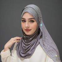 Nouvelle Écharpe Longue Femme Printemps en Coton Modal Mercerisé Ondulé avec Strass Thermocollés, Couleur Unie Douce et Élastique, Vente Chaude Direct Usine