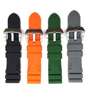 22mm 24mm Solid Color Silicone Rubber Watch Strap with Stainless Steel <strong>Buckle</strong> Luxury Wrist Band for Panerai <strong>Pam</strong> Watch - Product Image 3