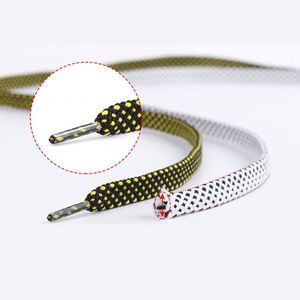 Nuevos cordones de baloncesto HF de 8 mm de doble vía, planos, de lona con material de poliéster, color blanco y negro - Product Image 3