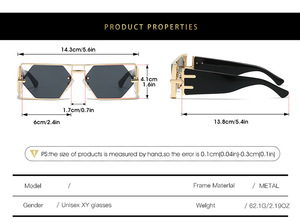 Lunettes de soleil pour femmes <span class=keywords><strong>sexy</strong></span>, style Hip-Hop populaire, monture métallique creuse dorée, forme carrée, style Punk Steampunk, avec logo personnalisé - Product Image 6
