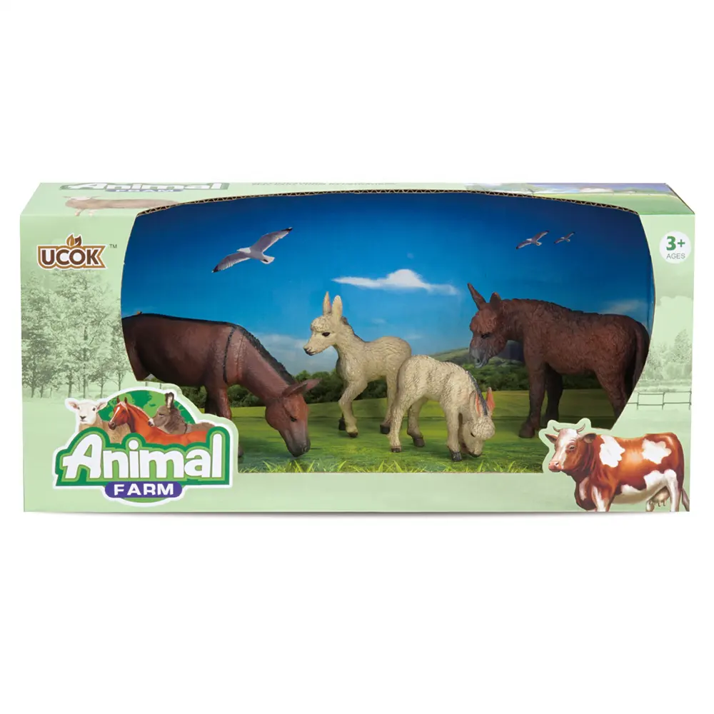 Farm Animal Realistic Horse Pre-school toy for toddler 4-Piece with window box