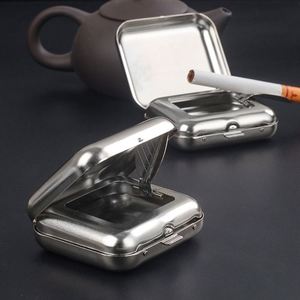 Cendrier de poche portable personnalisé avec logo, mini, en métal, à couvercle rabattable, pour activités promotionnelles - Product Image 4