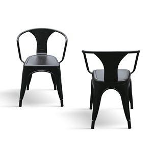 <b>Metal</b> Chair With Backrest Set Of 4 Black Indoor Outdoor Use - Product Image 2