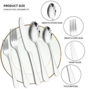 Lot de 20 couverts en acier inoxydable doré, poli miroir, couteaux, fourchettes, cuillères pour hôtels, restaurants, mariages - Product Image 4