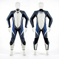 Combinaison de course moto pour homme à manches longues imprimée, couleurs personnalisables bleu noir blanc, en cuir respirant, pour toutes les saisons