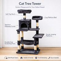 Arbre à chat luxueux en peluche douce avec poteaux à gratter en sisal naturel, structure d'escalade multi-niveaux en velours pour usage domestique